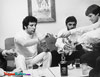 Photo of Tom Jones in his dressing room backstage in Las Vegas in 1967 playing poker