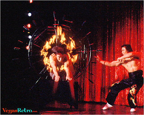 Image of Hsiung Family jumping through hoops of fire