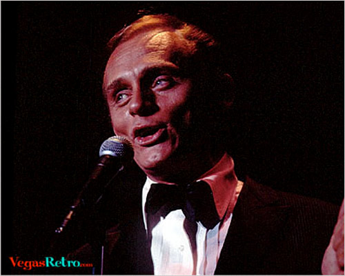 Photo of comedian Frank Gorshin live on the Las Vegas stage in 1968