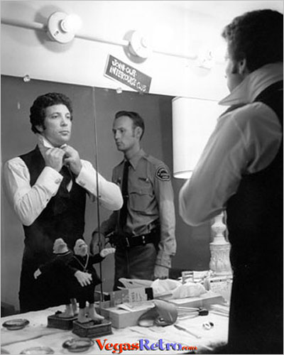 Photo of Tom Jones in backstage dressing room