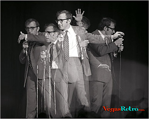 Image of Woody Allen on stage in Las Vegas in 1967