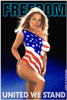 Image of voluptuous girl with an American flag painted on her body