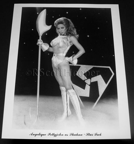Photo of Angelique Pettyjohn in her Star Trek costume as Shahna fro "The Gamesters of Triskellion" episode