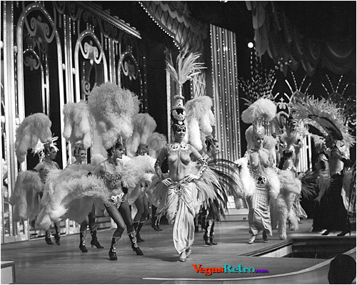 Photo of Folies Bergere showgirls on the Tropicana Hotel stage