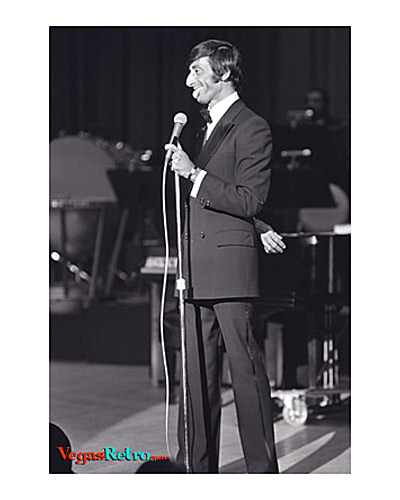 Photo of comedian Charlie Callas on stage in Las Vegas