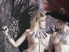 enlarged image to show texture.... Photo of Folies Bergere Showgirls detail on canvas