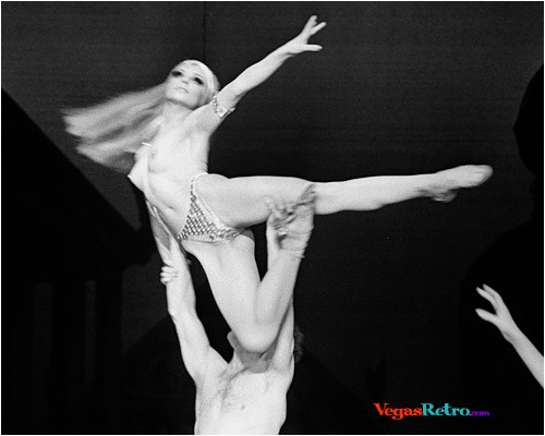 Image of adagio dancer on stage in the Dunes Hotel show in Las Vegas