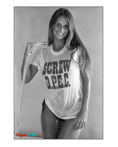SEXY SMITH - Sexy Susan Smith, winner of every major wet t-shirt contest, has found the answer to the gas crisis.  Her substitute is water.  Sue has found out that by wetting down her t-shirts can easily get a ride anywhere she want to go.  T-shirt donated by Westhills Phillips 66 - the message is evident.